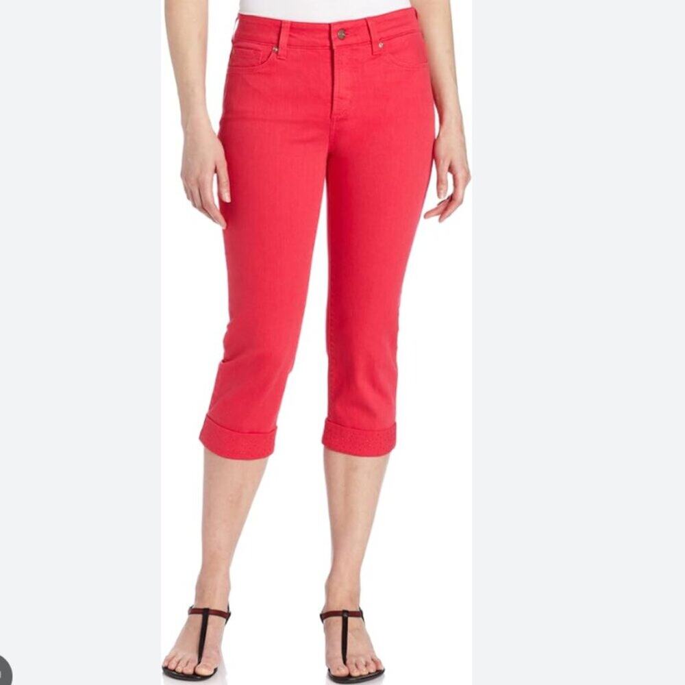 NWT NYDJ Rachel Roll Cuff Ankle Red Jeans Size 12